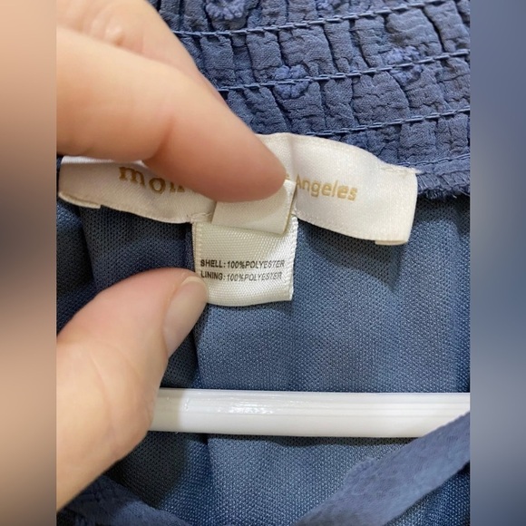 Women's Blue Swiss Dot Dress Knee Length Short Ruffle Sleeve Size M - Picture 4 of 7